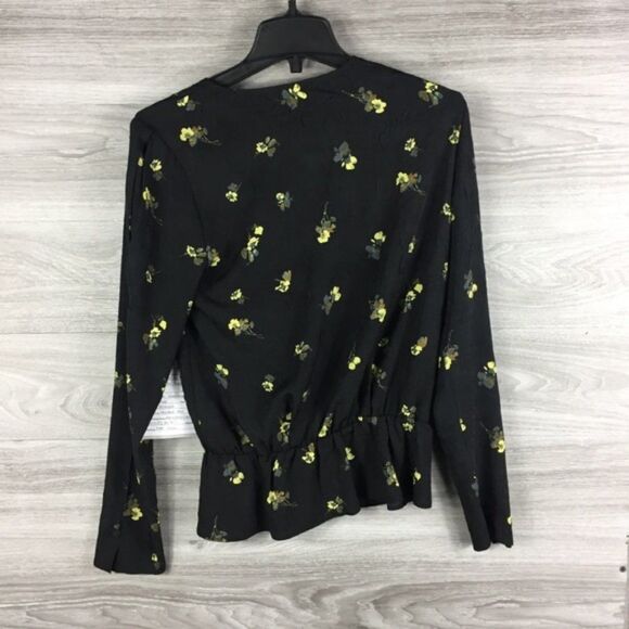 Chelsea28 Floral Print Faux Wrap black Top size S - Picture 5 of 7